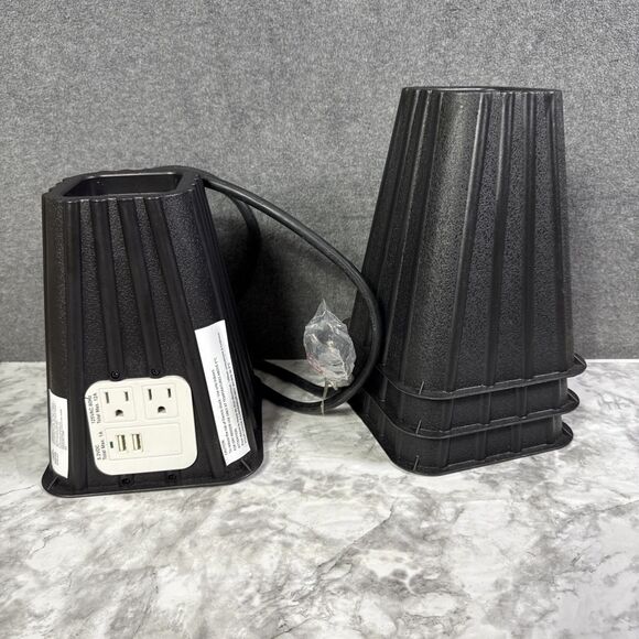 Set of 4 Intertek Black  Bed Risers with Power Outlets & USB Ports, 8", READ** - Picture 1 of 4